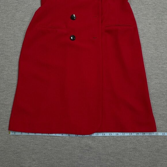 Vintage Danny Nicole Womens Red Double Breasted Dress Coat Padded Shoulders Sz 8 - Picture 14 of 16